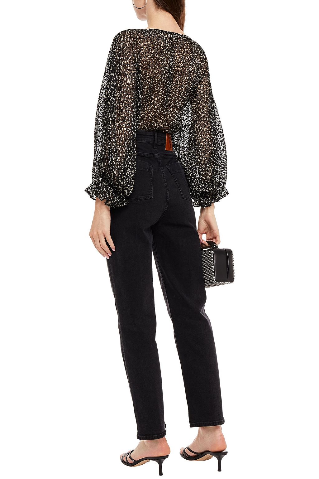 SANDRO + Clara Luciani faded high-rise slim-leg jeans