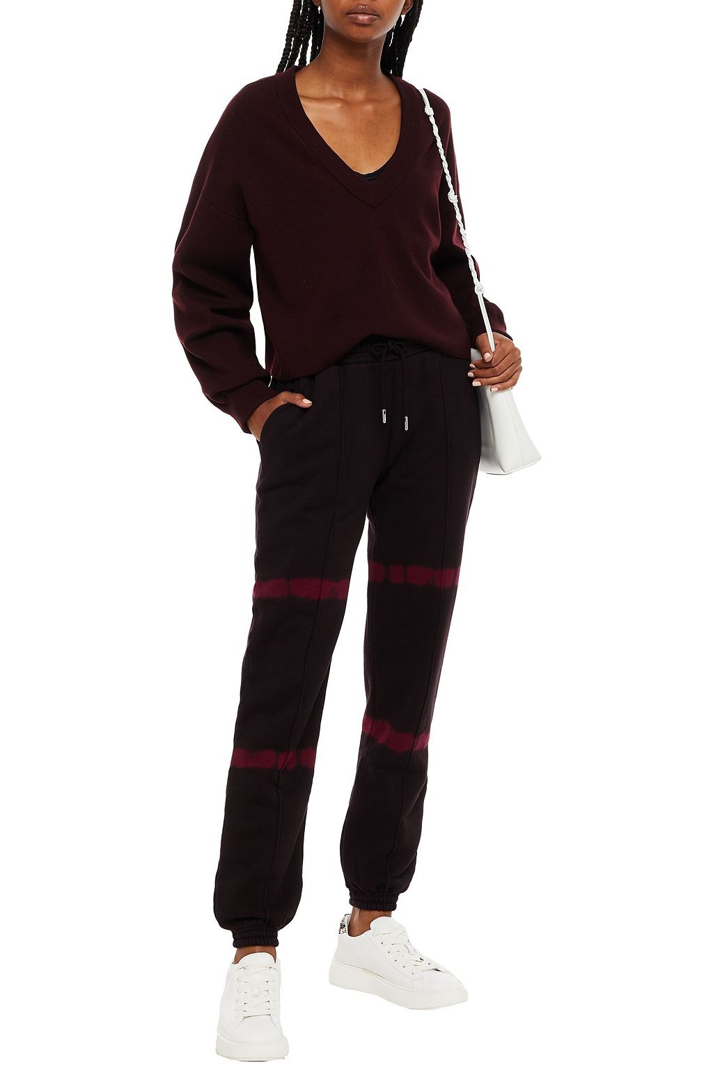 NINETY PERCENT Tie-dyed French cotton-terry track pants