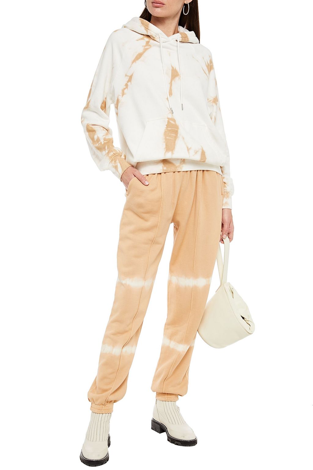 NINETY PERCENT Tie-dyed French cotton-terry track pants