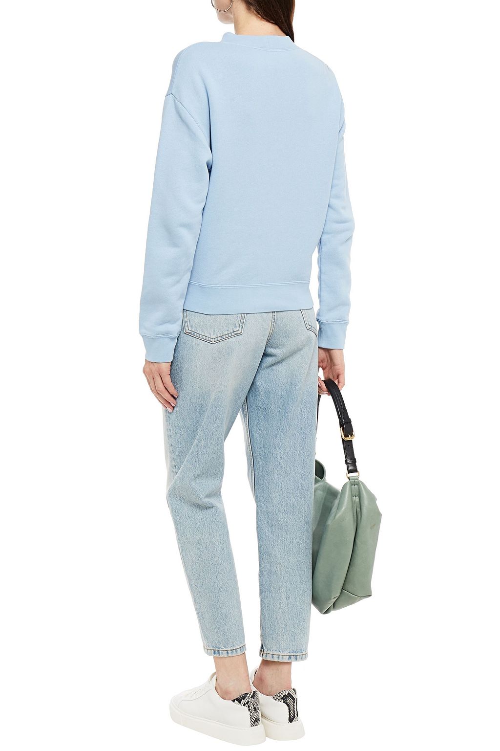 SANDRO Embellished printed French cotton-terry sweatshirt