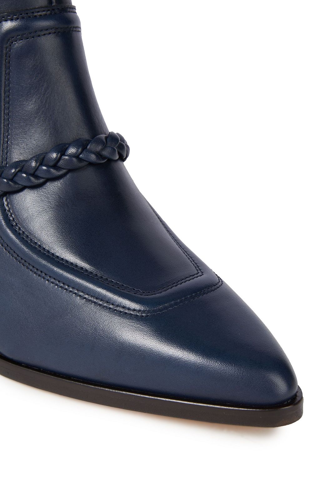 SANDRO Braid-trimmed leather ankle boots