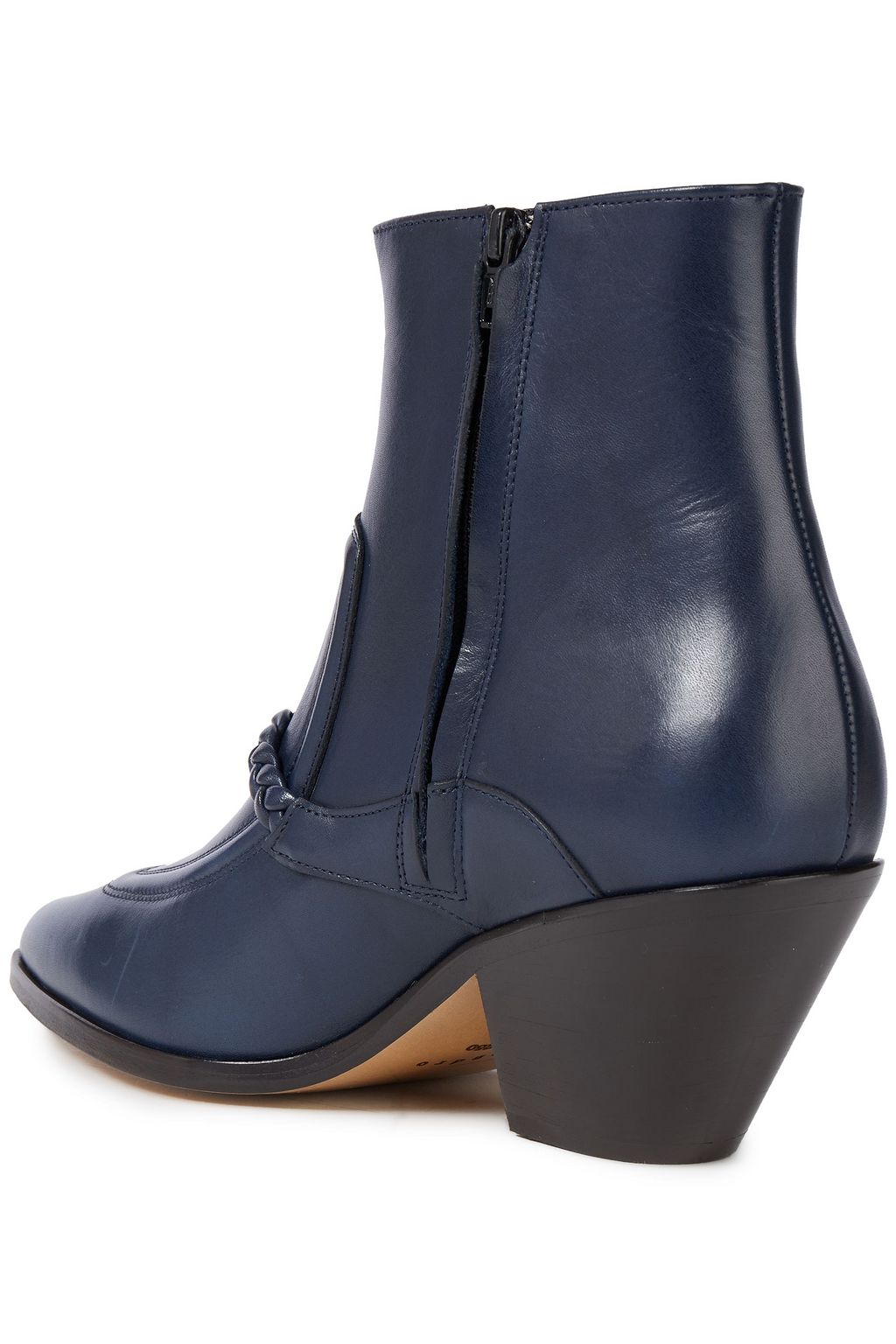 SANDRO Braid-trimmed leather ankle boots