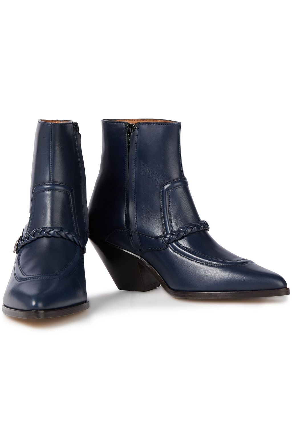 SANDRO Braid-trimmed leather ankle boots