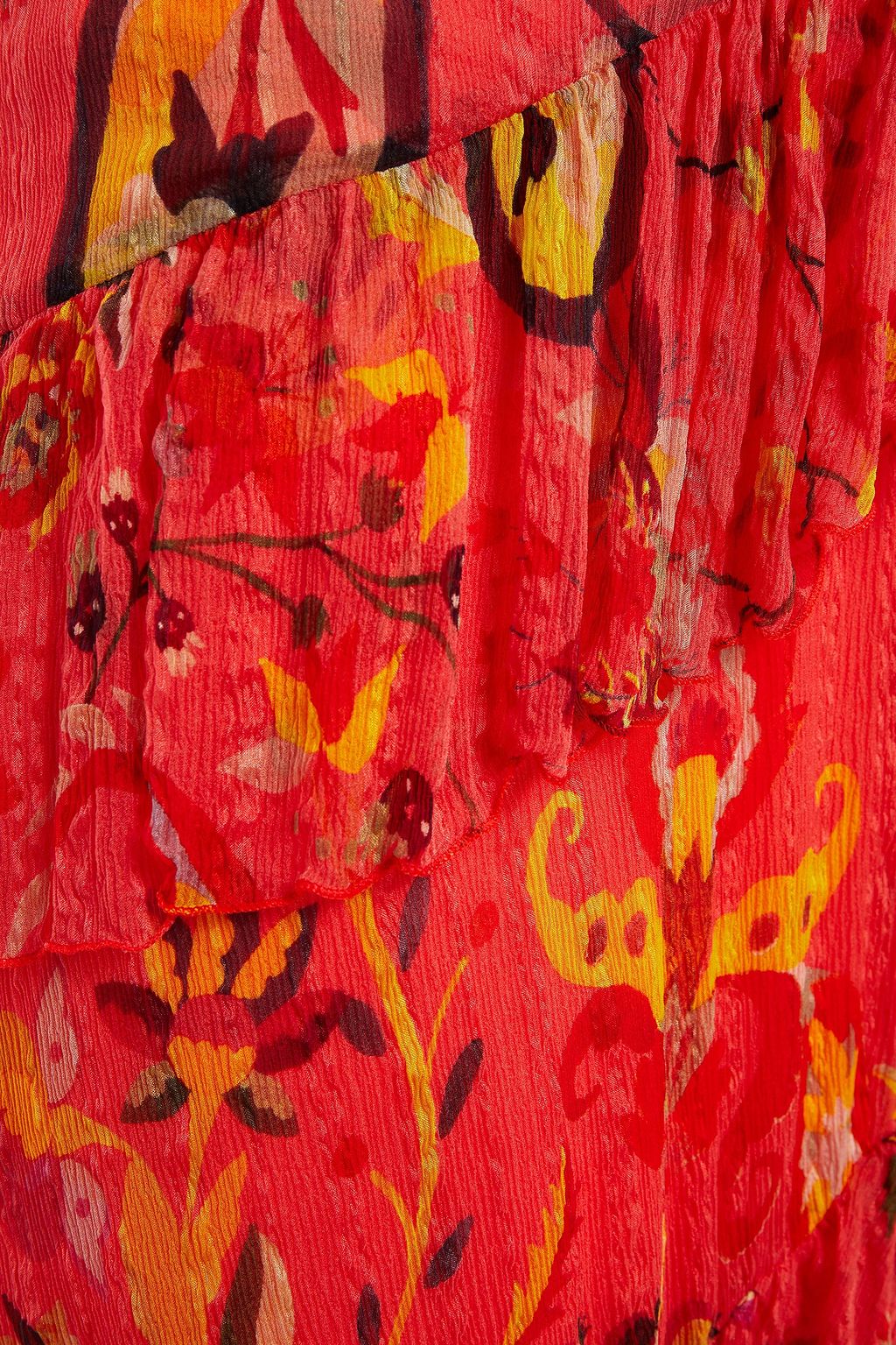 ETRO Asymmetric tiered printed silk-crepon maxi skirt