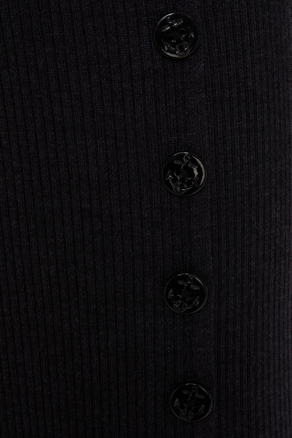 SANDRO Button-embellished mélange ribbed-knit midi dress