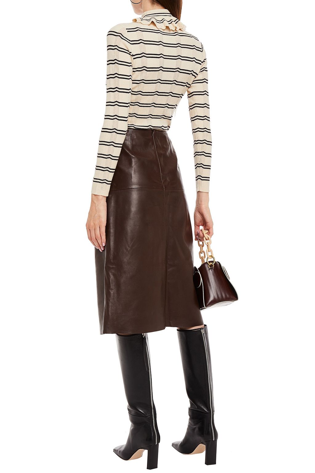 SANDRO Embellished leather skirt