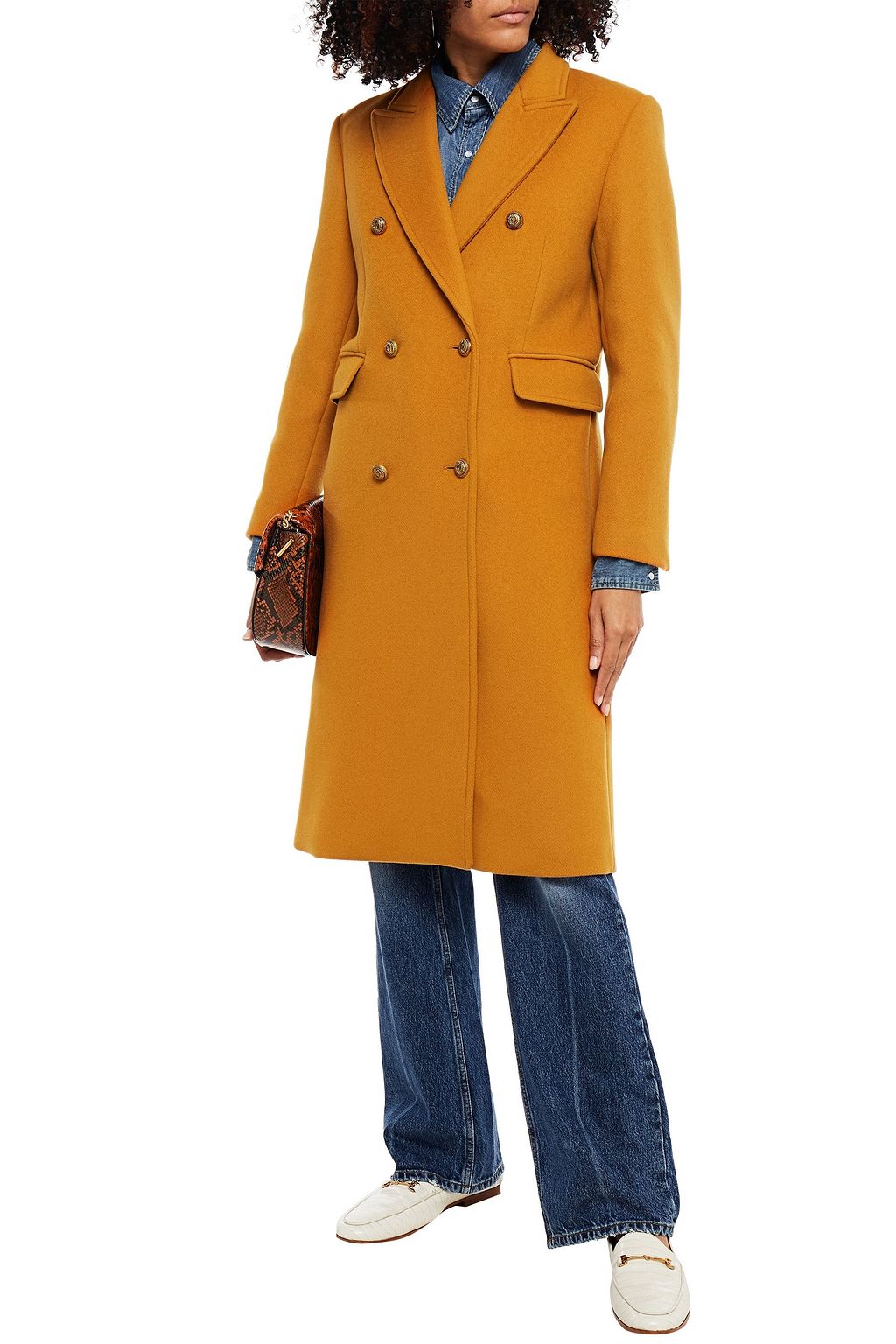 SANDRO Maurin double-breasted brushed wool-blend felt coat