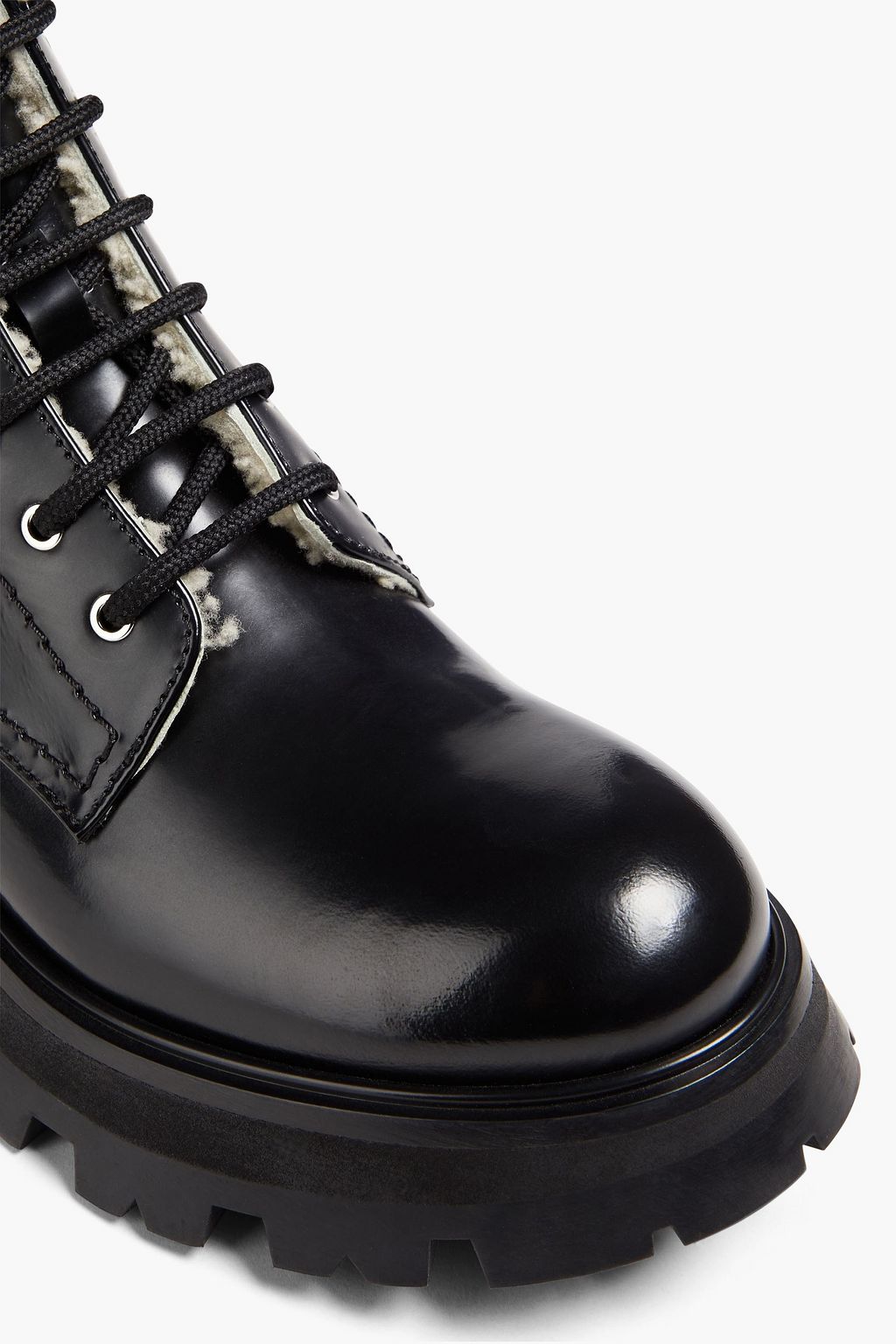 MCQUEEN Wander glossed-leather combat boots