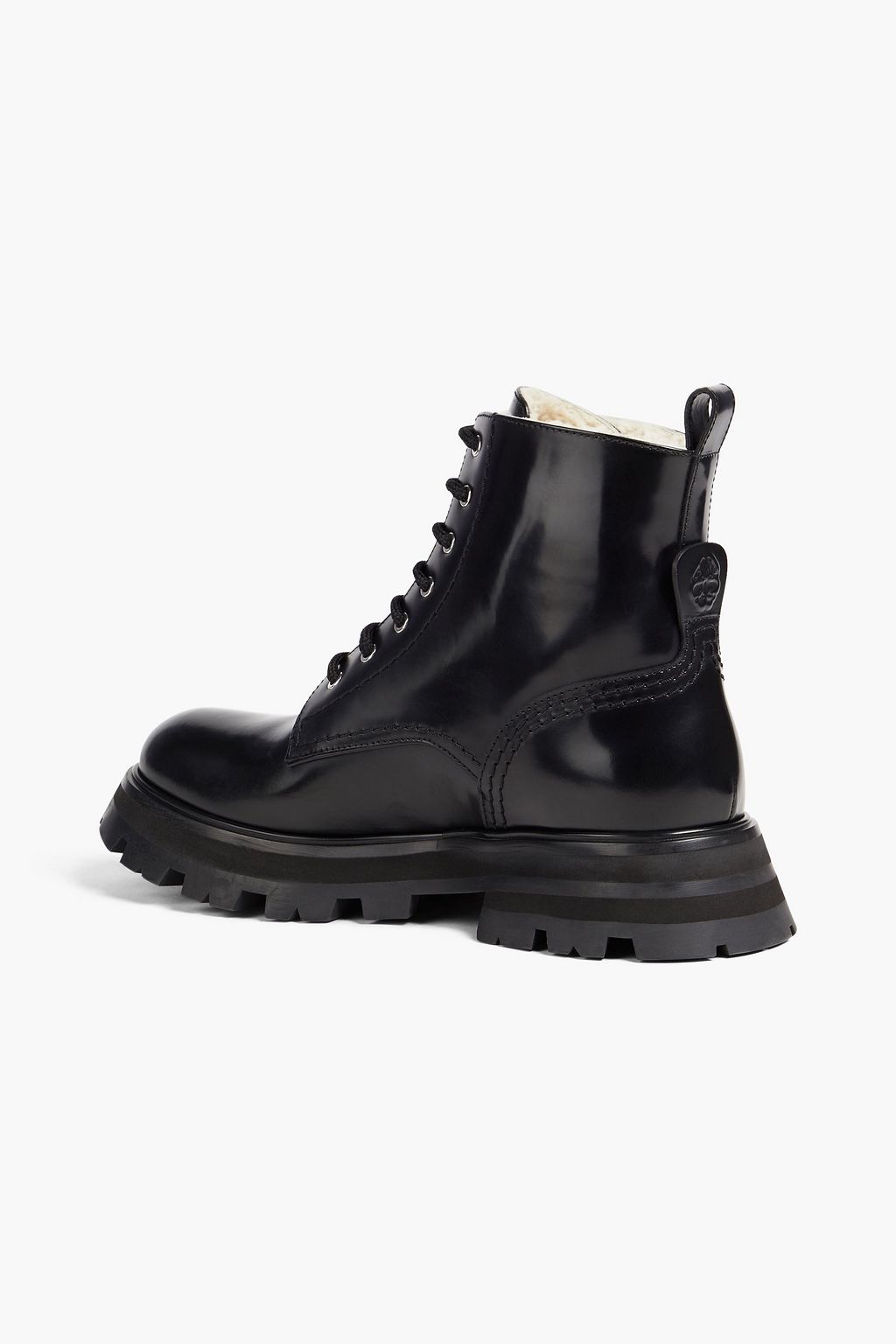 MCQUEEN Wander glossed-leather combat boots