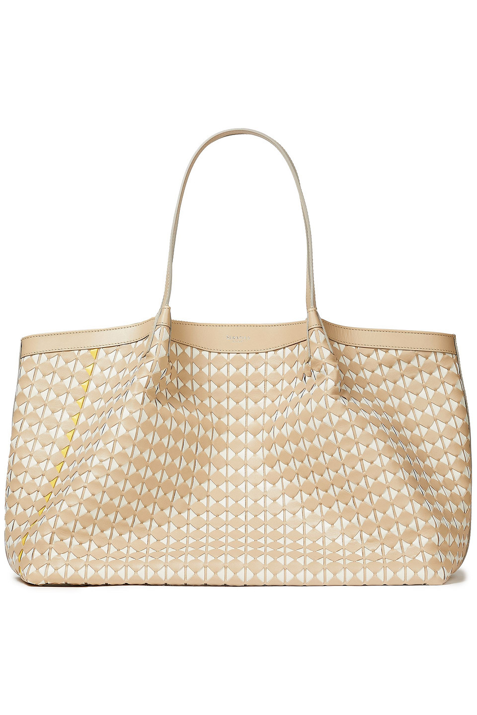 Serapian Woman Secret Mosaico Leather Tote Beige Size --