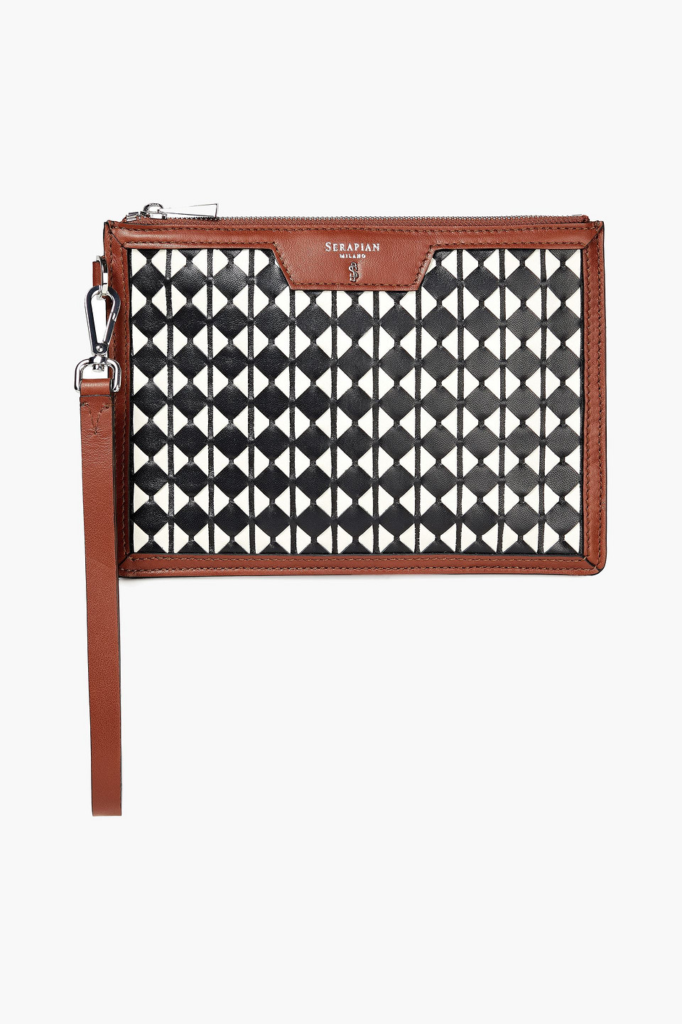 Serapian Woman Mosaico Leather Pouch Brown Size --