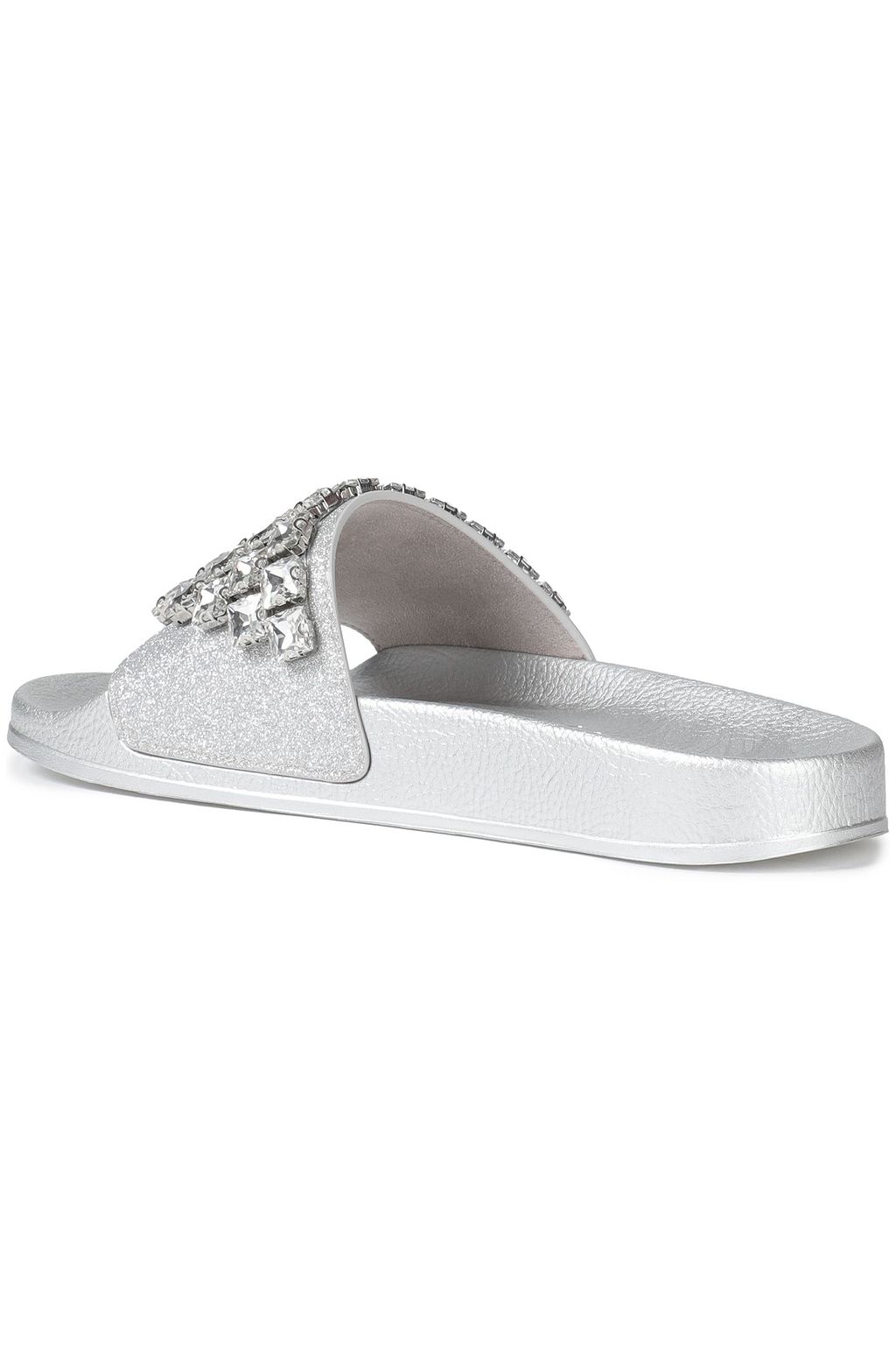 CASADEI Embellished metallic faux leather slides