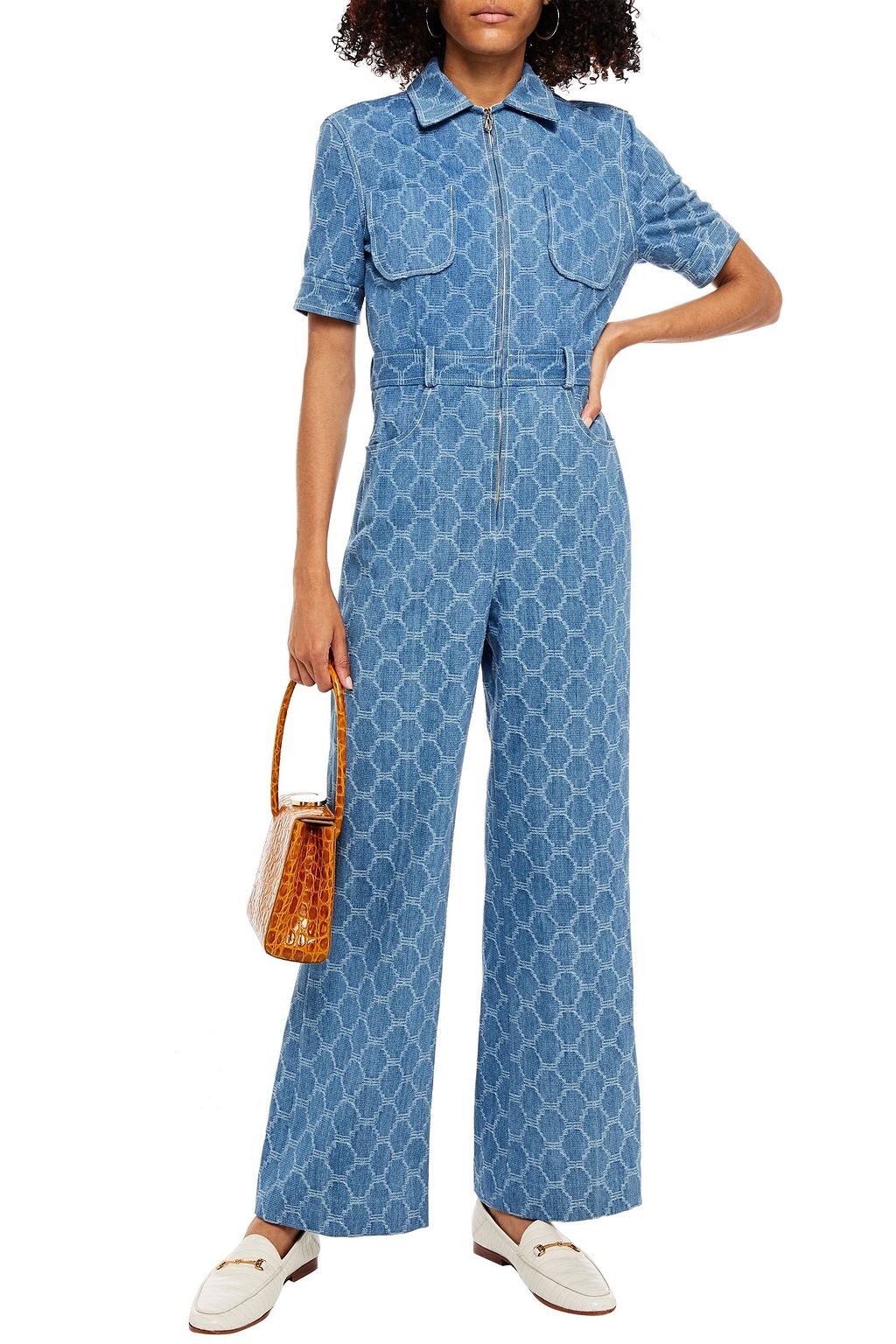 SANDRO Kally Jumpsuit mit weitem Bein aus Denim