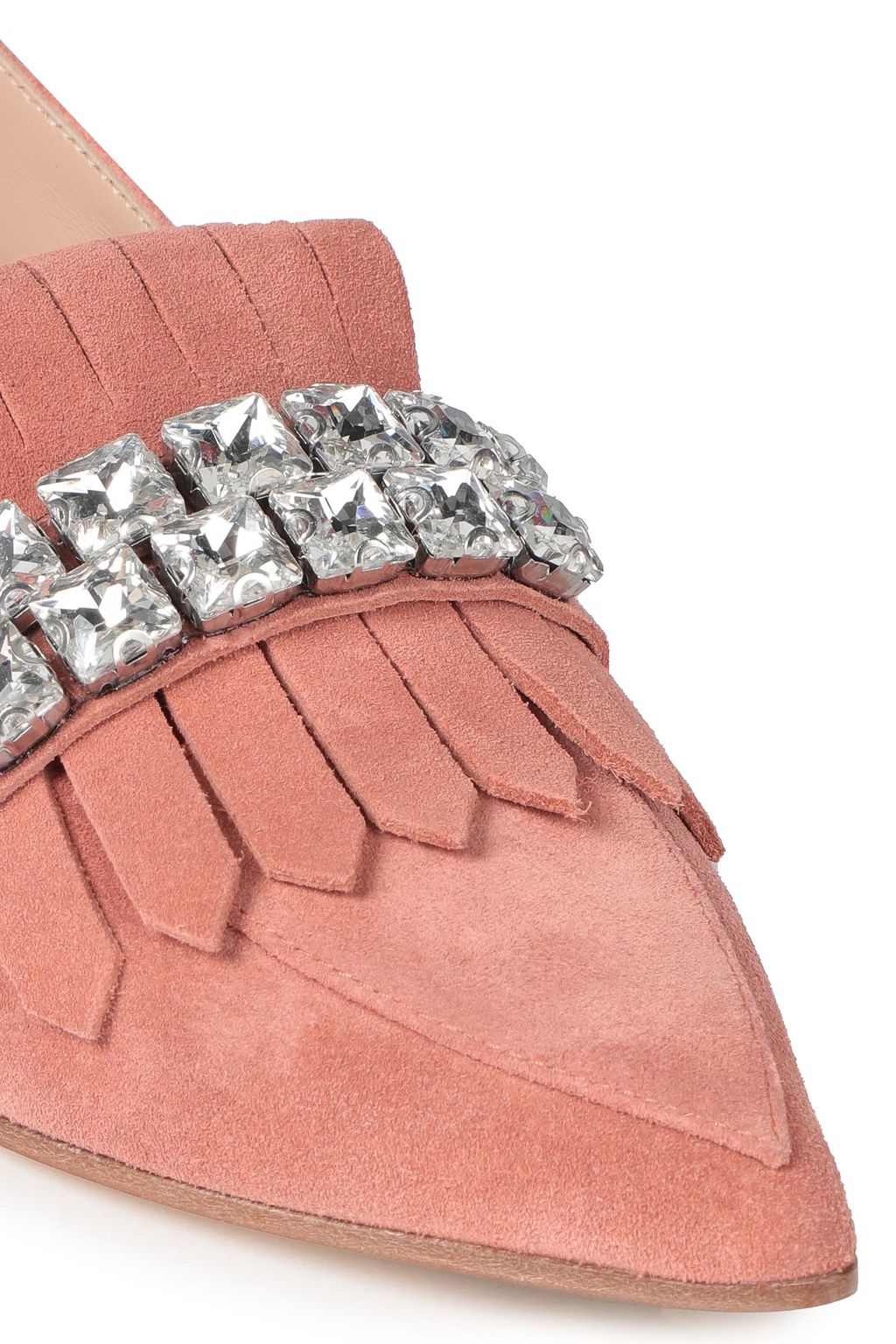 CASADEI Crystal-embellished fringed suede loafers