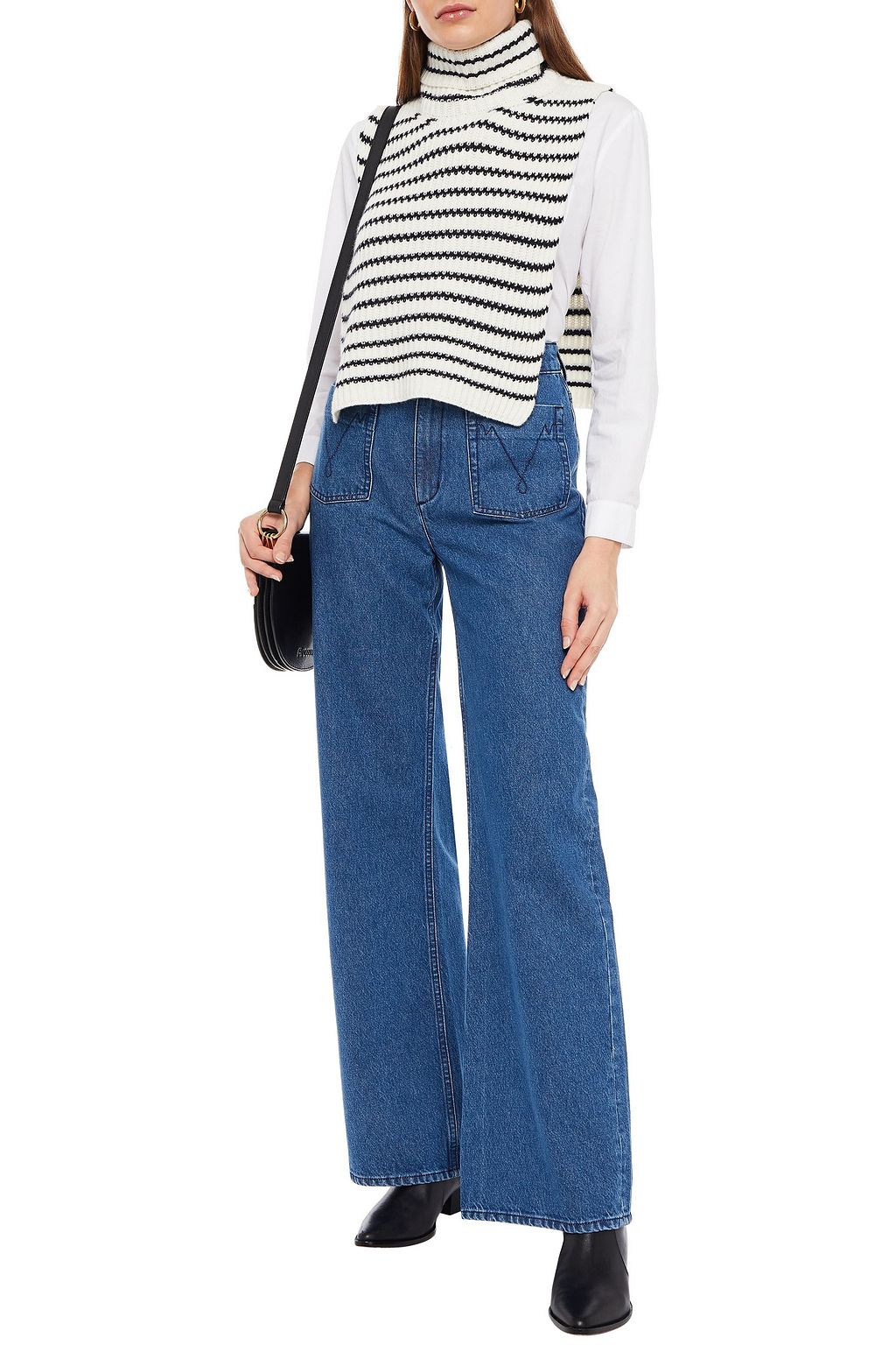 SANDRO + Clara Luciani high-rise wide-leg jeans