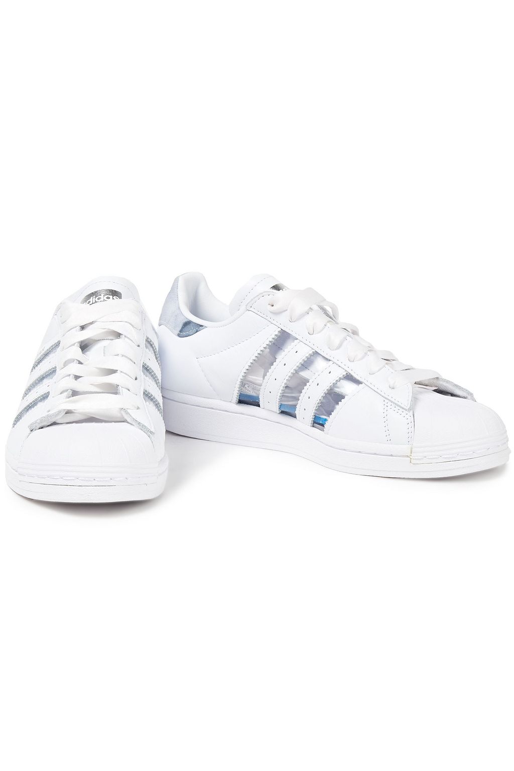 ADIDAS ORIGINALS PVC-trimmed perforated printed canvas and leather sneakers