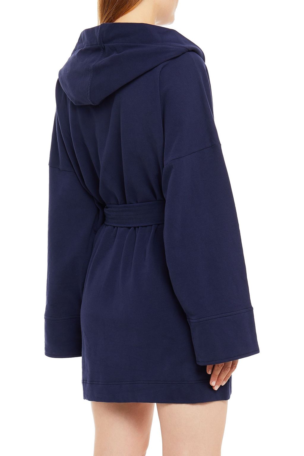 NINETY PERCENT Belted organic cotton-fleece hooded robe