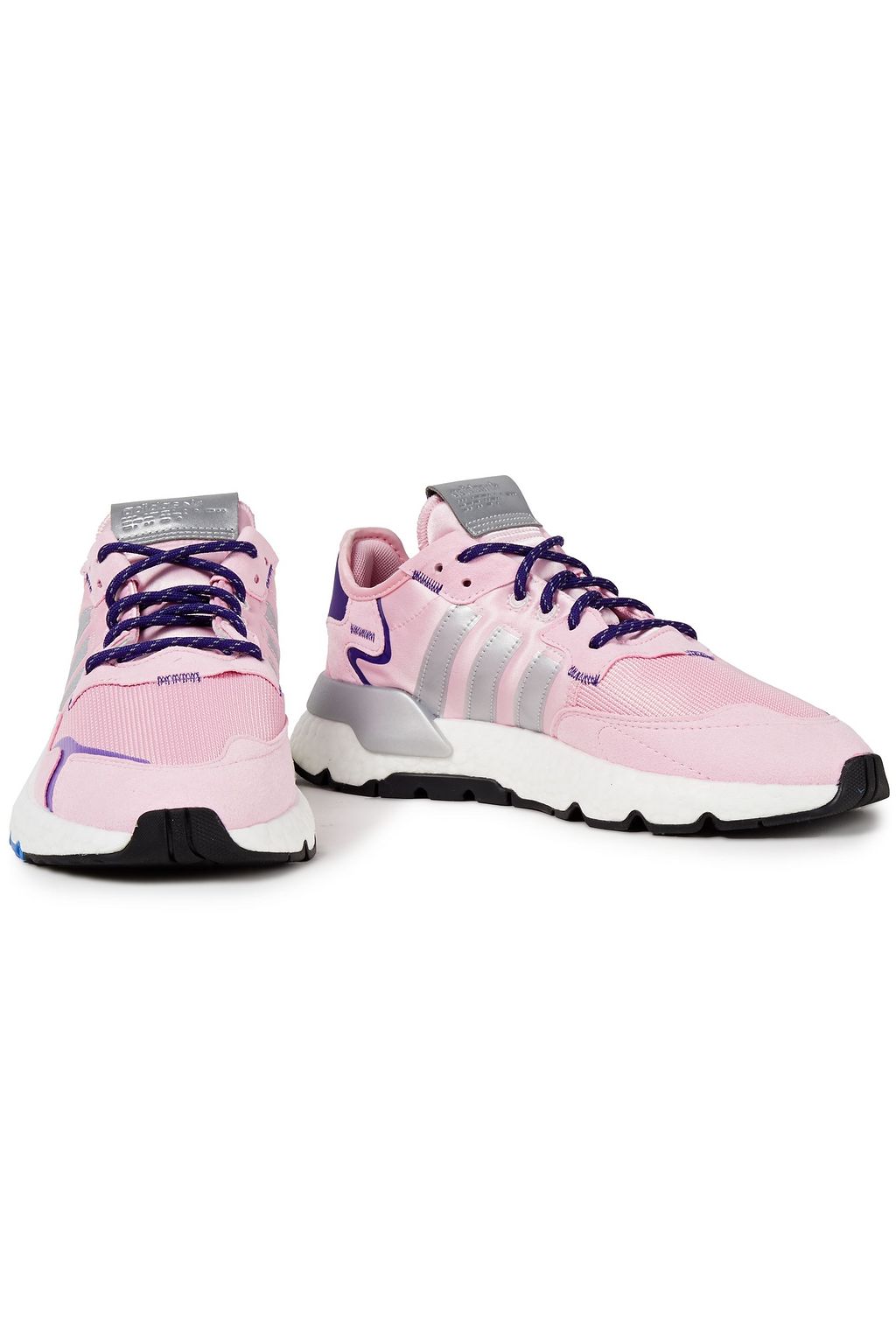 ADIDAS ORIGINALS Metallic printed faux suede and mesh sneakers