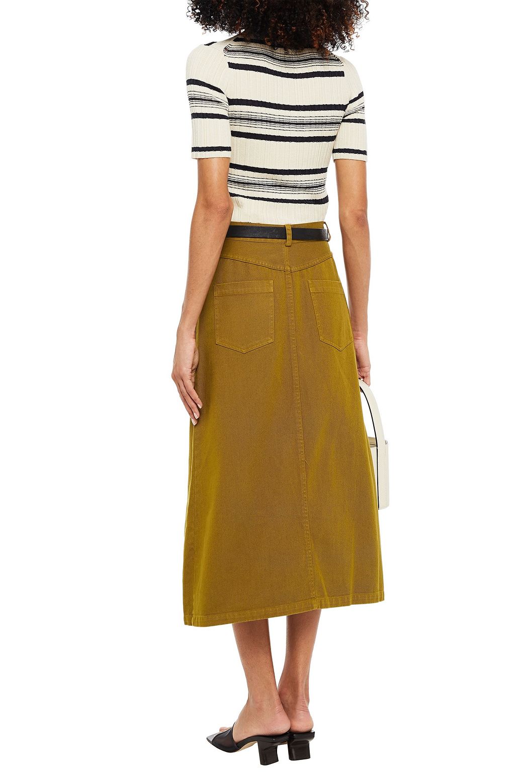 SEA Metta denim midi skirt