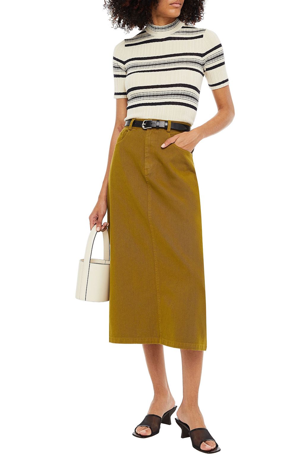 SEA Metta denim midi skirt
