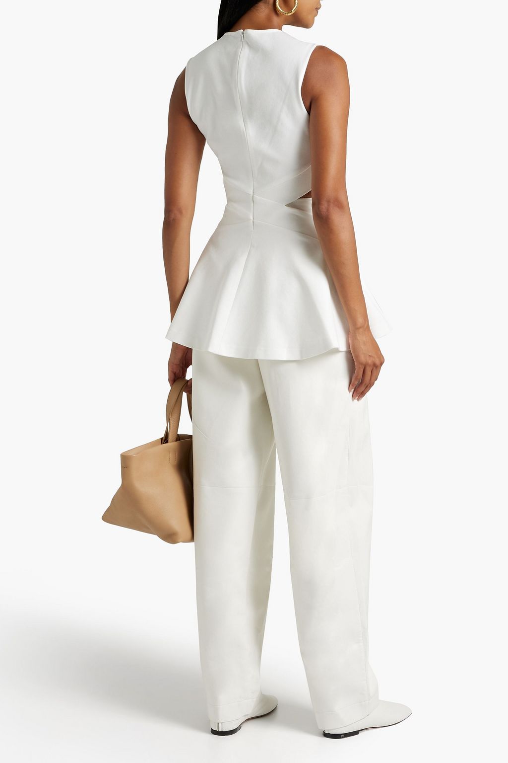 ROSETTA GETTY Cutout stretch-knit peplum top
