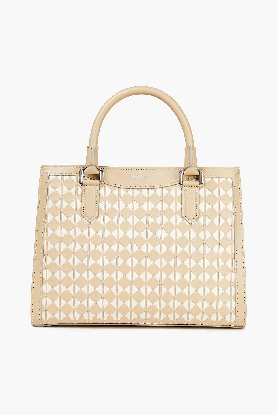 Serapian Woman Mosaico Leather Tote Beige Size --