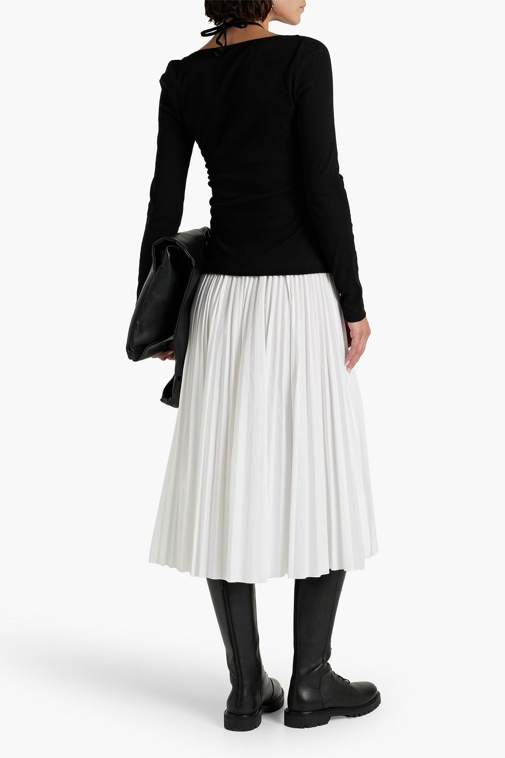 ROSETTA GETTY Ruched cutout cotton-jersey top