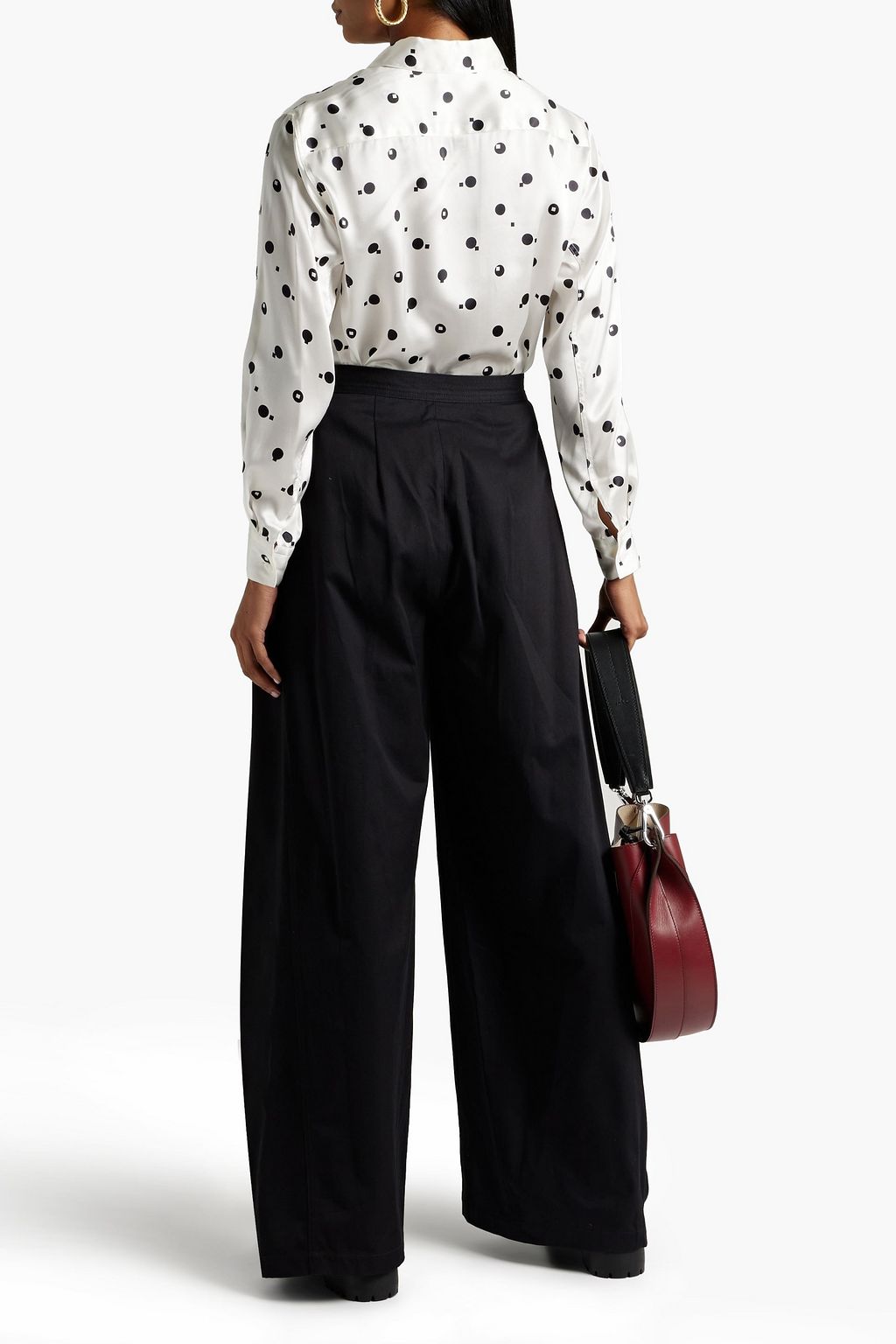 ROSETTA GETTY Layered cotton-twill wide-leg pants