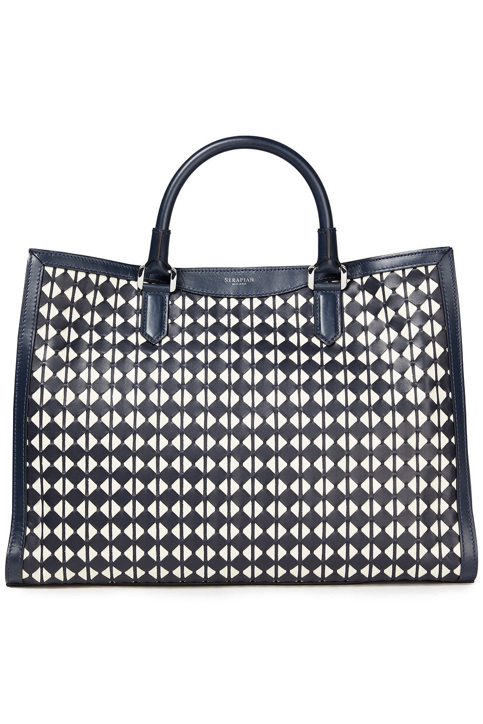 Serapian Woman Lorelei Mosaico Leather Tote Navy Size --