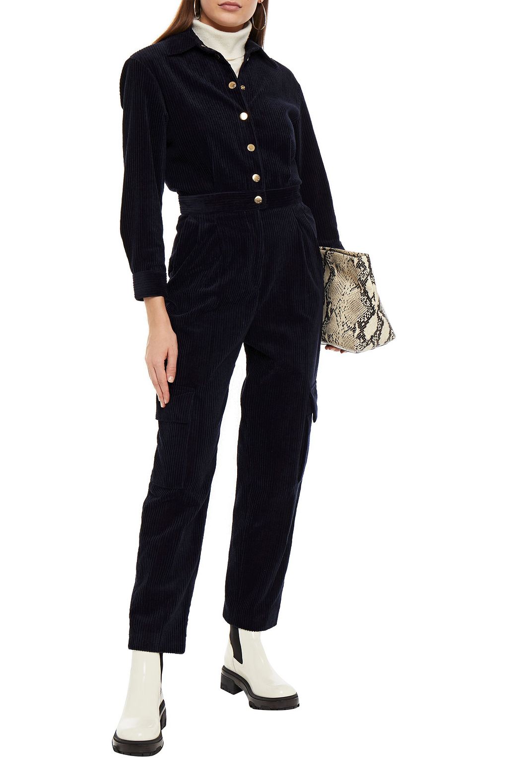 SANDRO Zemy plissierter Jumpsuit aus Baumwollcord