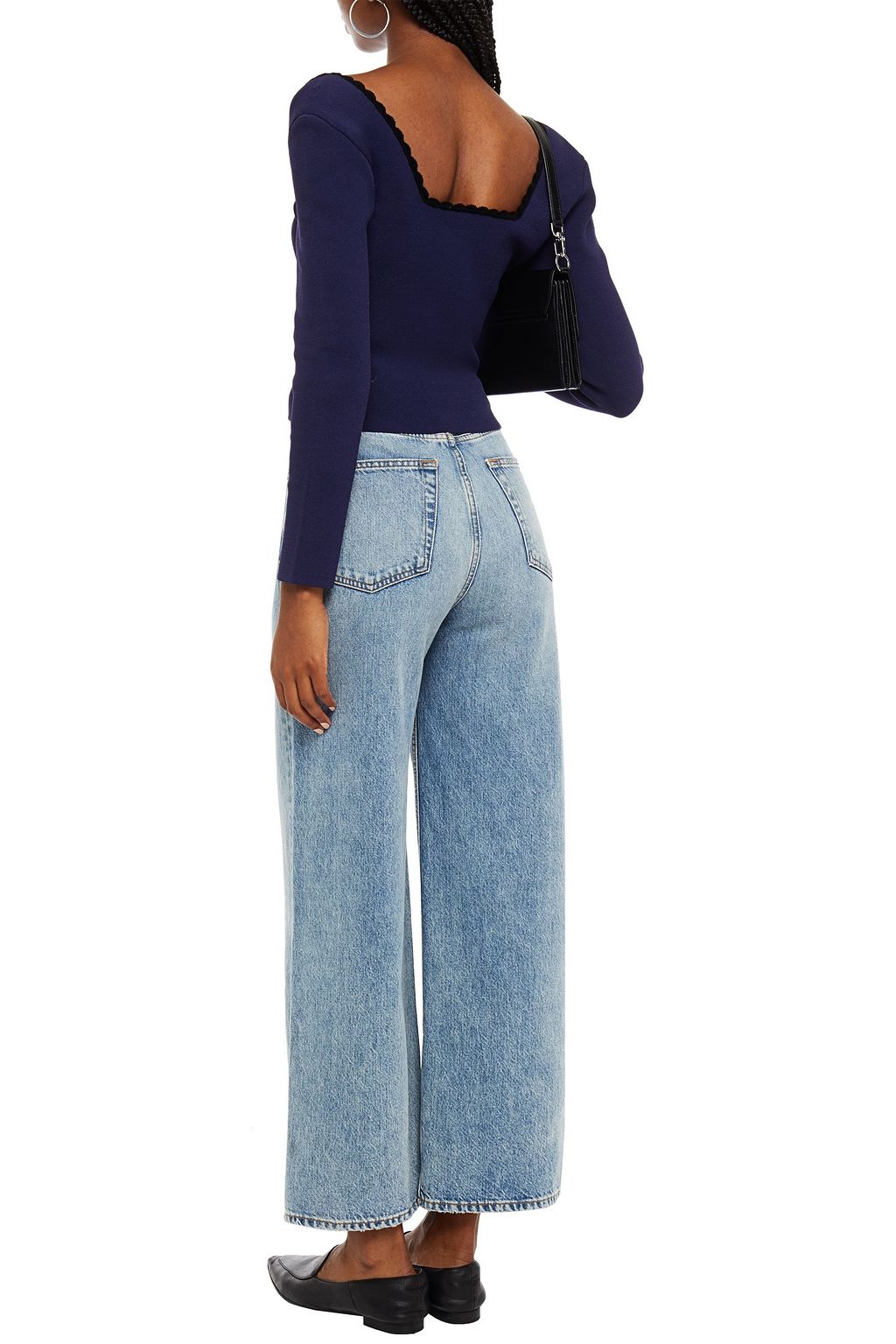 SANDRO Velvet-trimmed ponte top