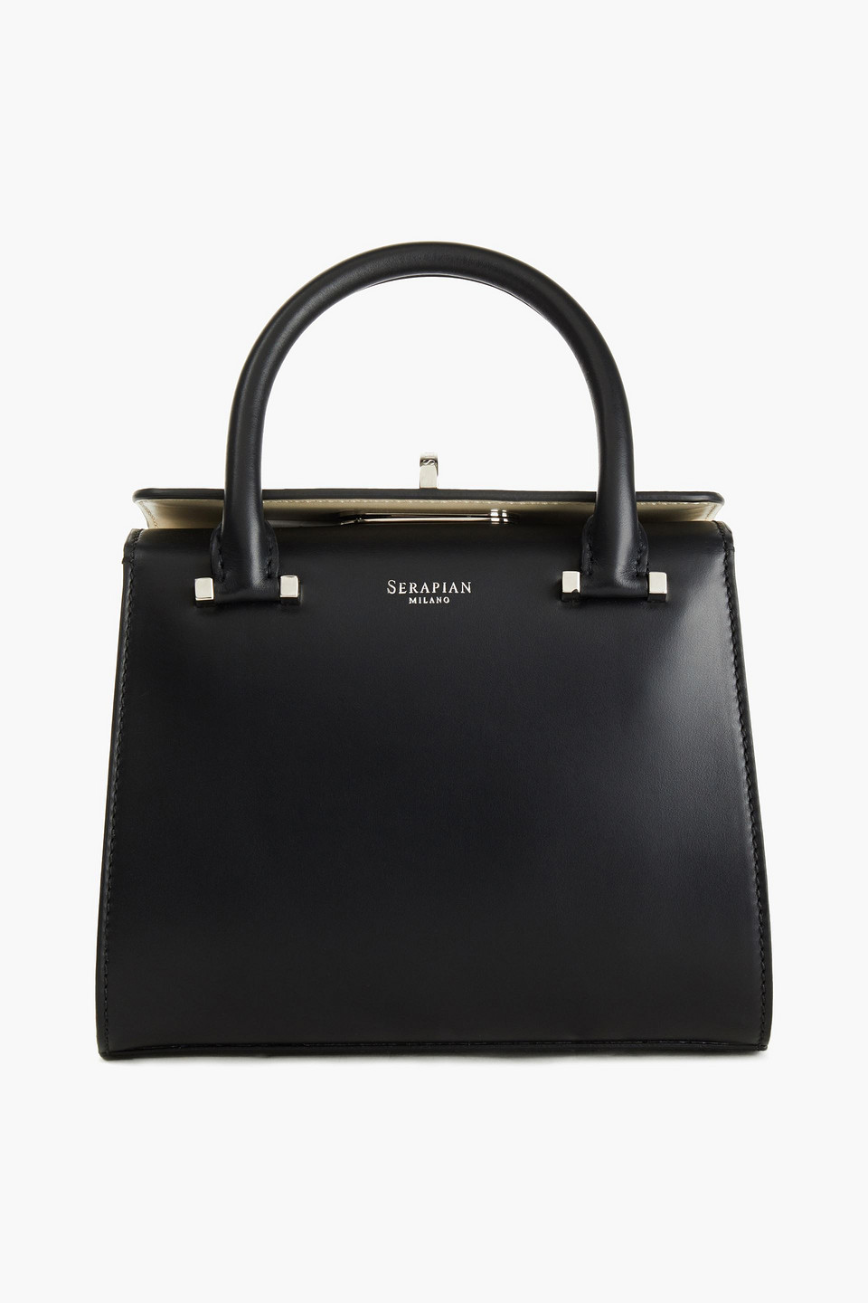 Serapian Woman Villa Mini Two-tone Leather Tote Black Size --