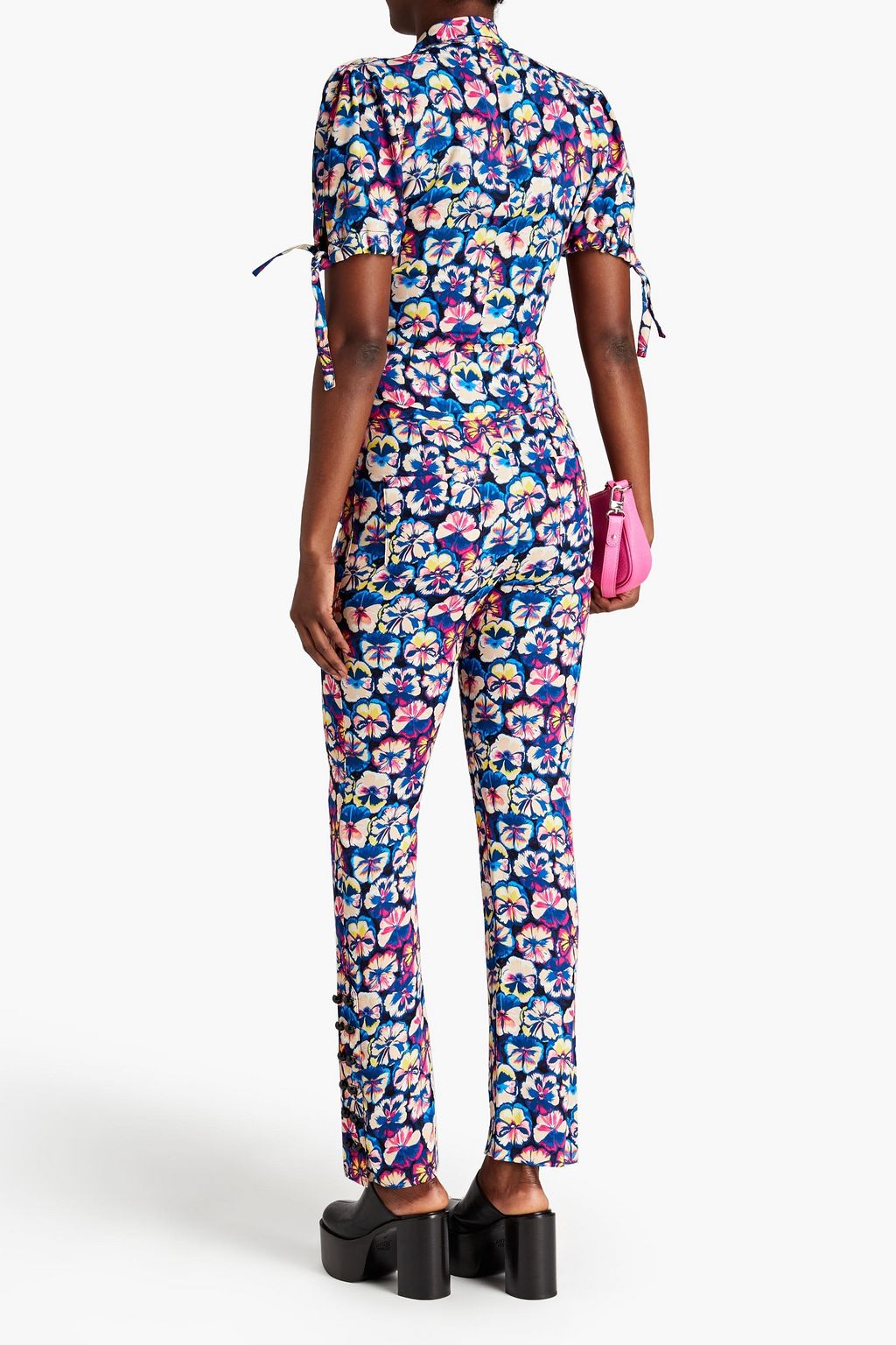 RABANNE Cropped floral-print crepe top