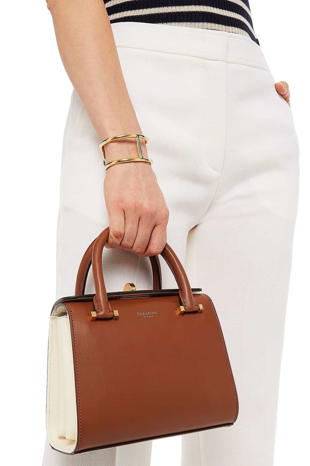 SERAPIAN Villa two-tone leather tote