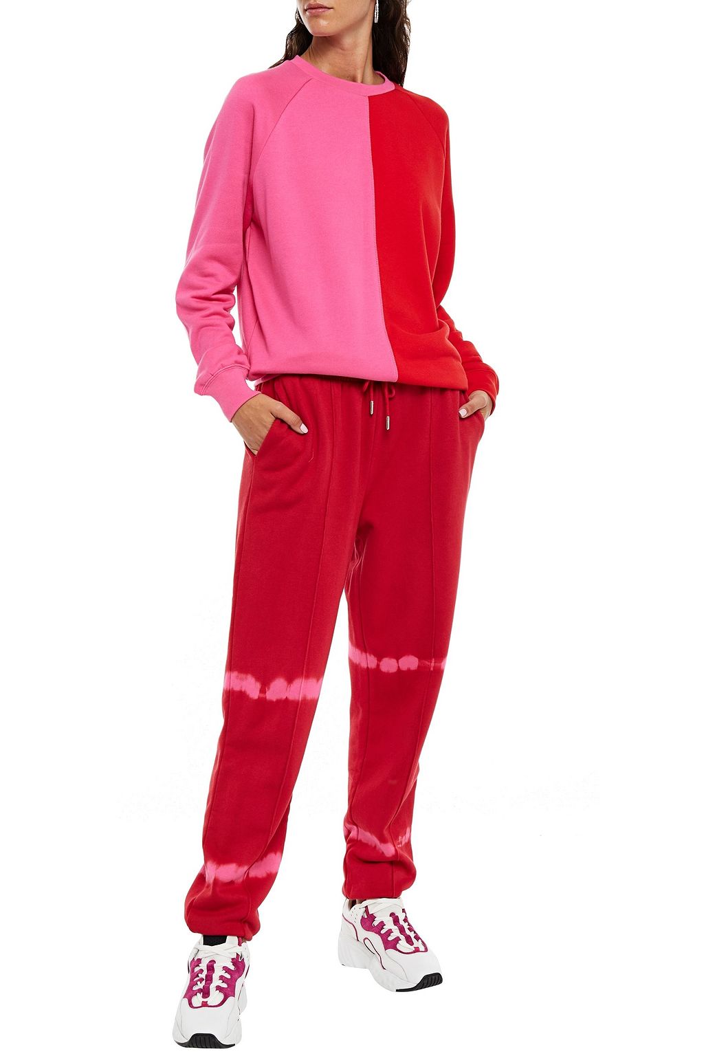 NINETY PERCENT Tie-dyed French cotton-terry track pants