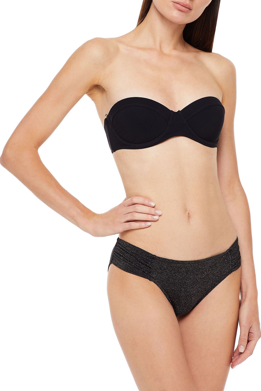 SEAFOLLY Gathered metallic low-rise bikini briefs