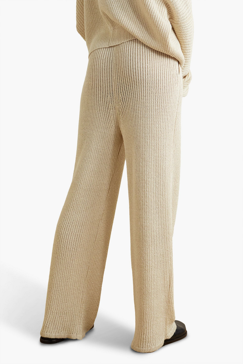 LE 17 SEPTEMBRE RIBBED LINEN-BLEND STRAIGHT-LEG PANTS