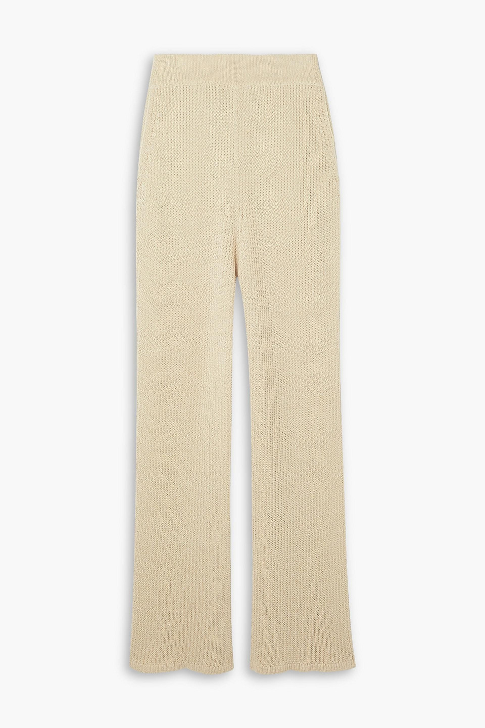 Le 17 Septembre Ribbed Linen-blend Straight-leg Pants In Beige