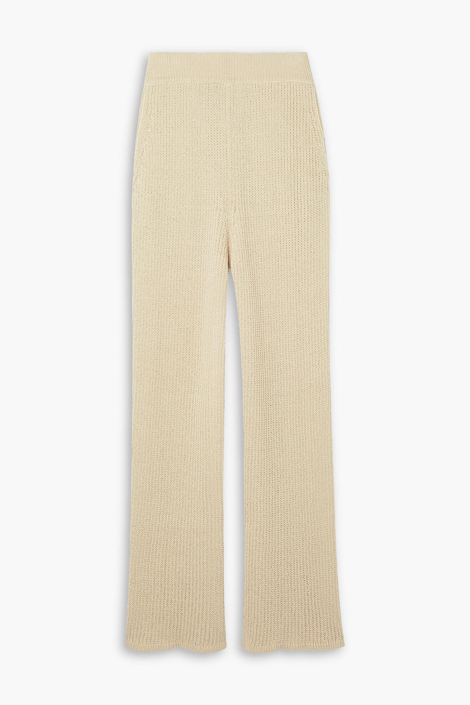 Le 17 Septembre Ribbed Linen-blend Straight-leg Pants In Beige