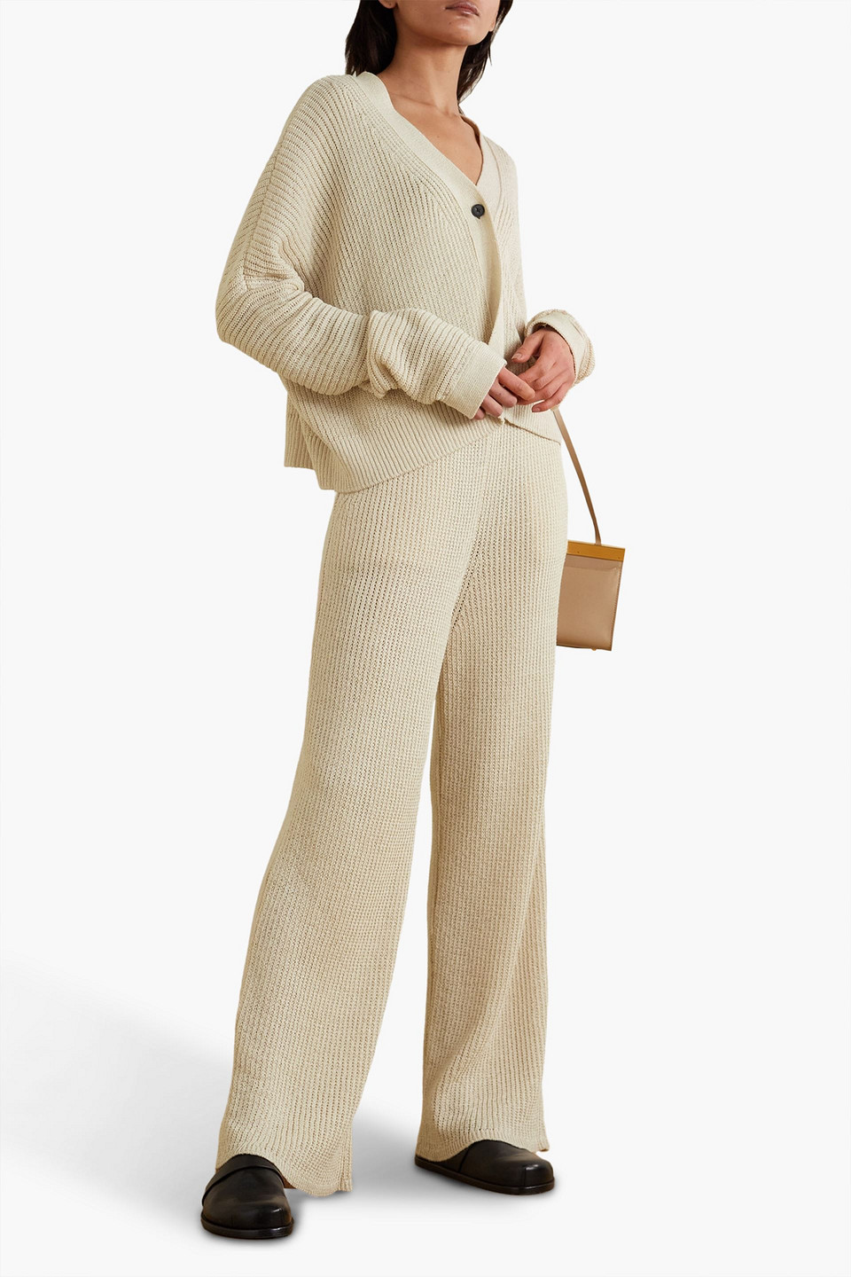 LE 17 SEPTEMBRE RIBBED LINEN-BLEND STRAIGHT-LEG PANTS
