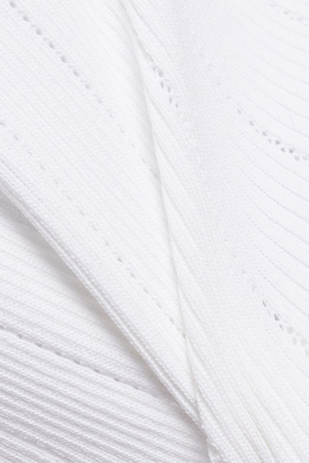 SANDRO Pointelle-trimmed ribbed-knit top