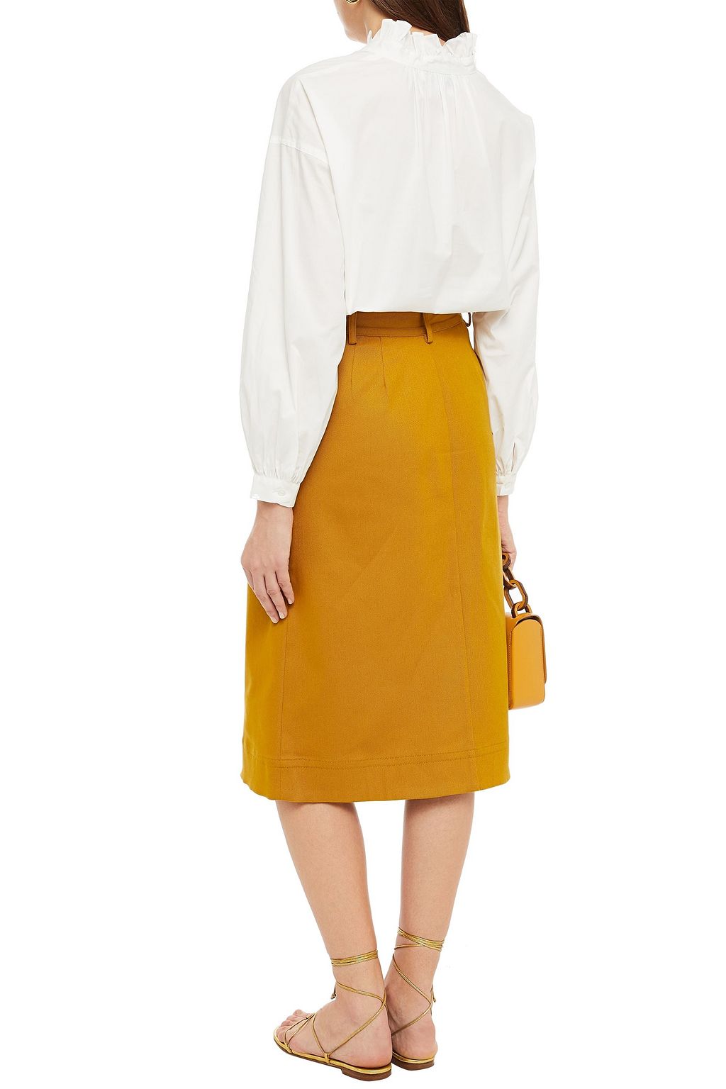 SEA Cotton-blend twill midi skirt