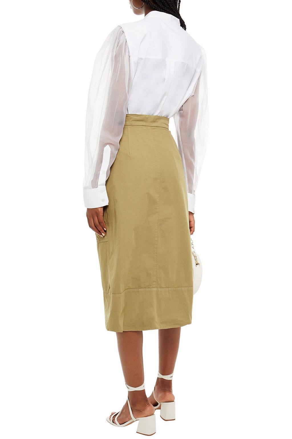 SEA Cotton-poplin midi skirt
