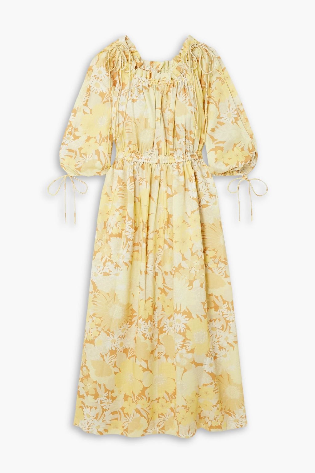OROTON Gathered floralprint linen maxi dress THE