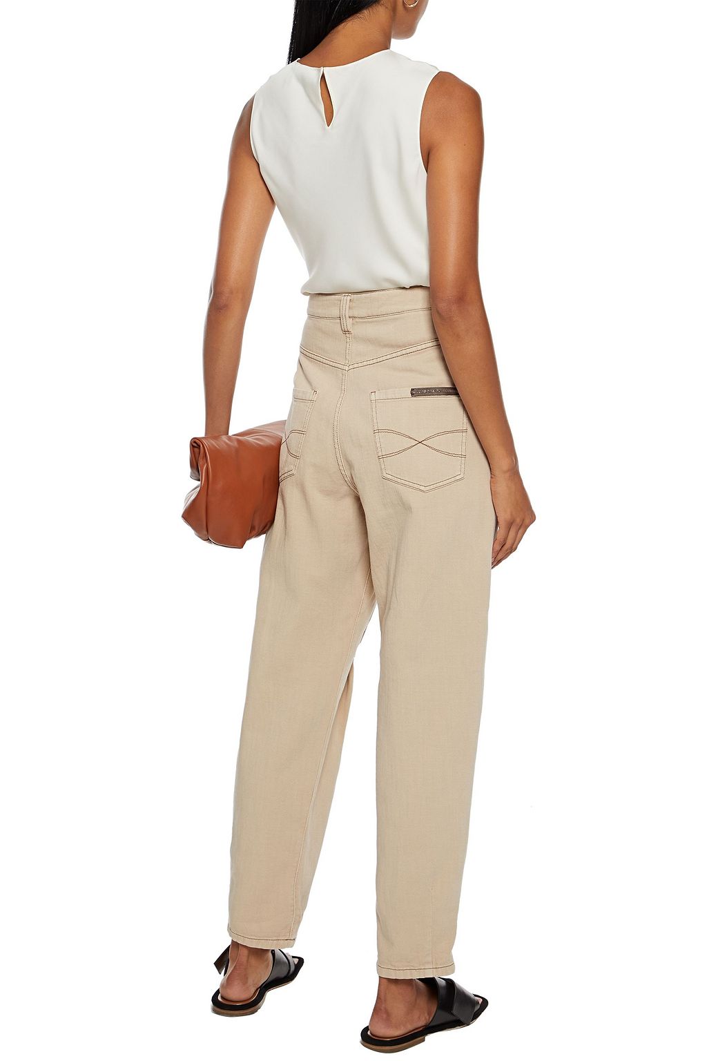 BRUNELLO CUCINELLI Bead-embellished high-rise tapered jeans