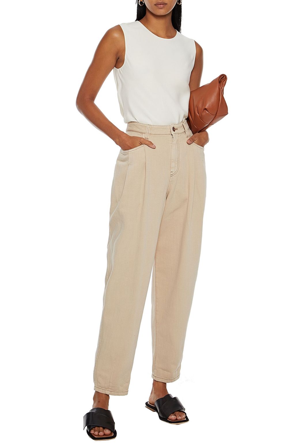 BRUNELLO CUCINELLI Bead-embellished high-rise tapered jeans