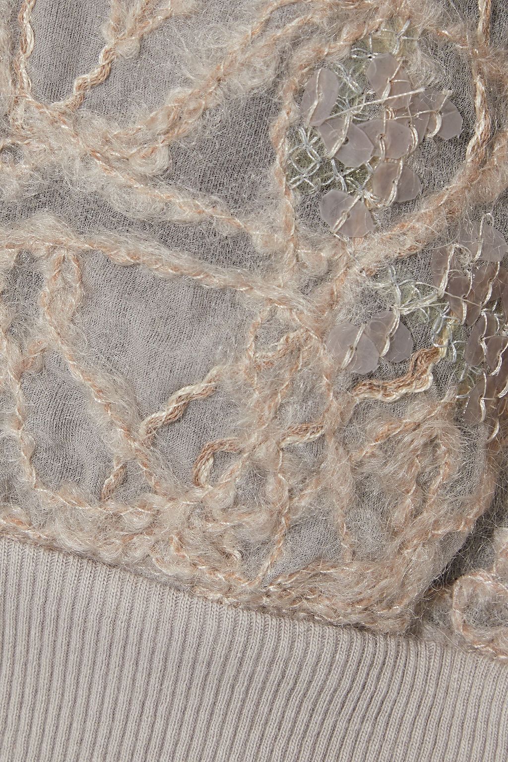 BRUNELLO CUCINELLI Sequin-embellished embroidered silk-organza sweatshirt