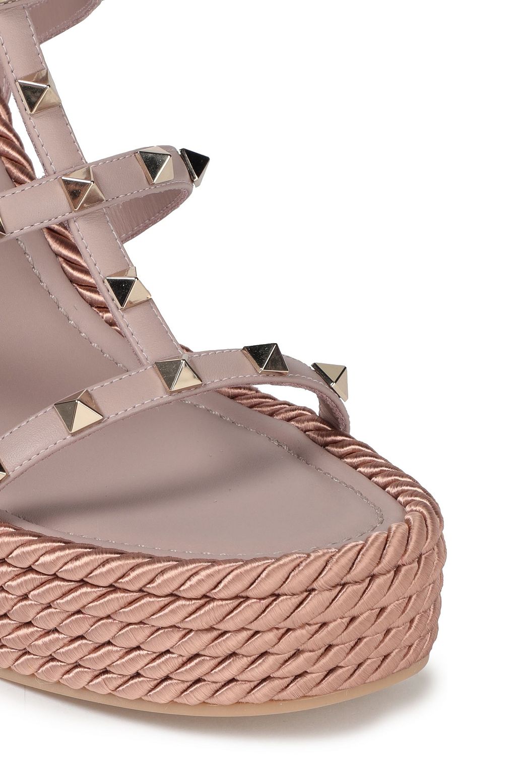 VALENTINO GARAVANI Rockstud Torchon 105 leather espadrille wedge sandals