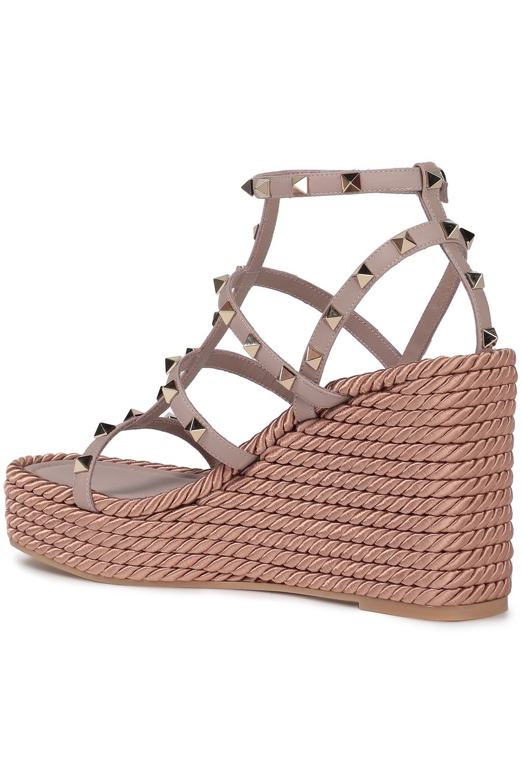 VALENTINO GARAVANI Rockstud Torchon 105 leather espadrille wedge sandals