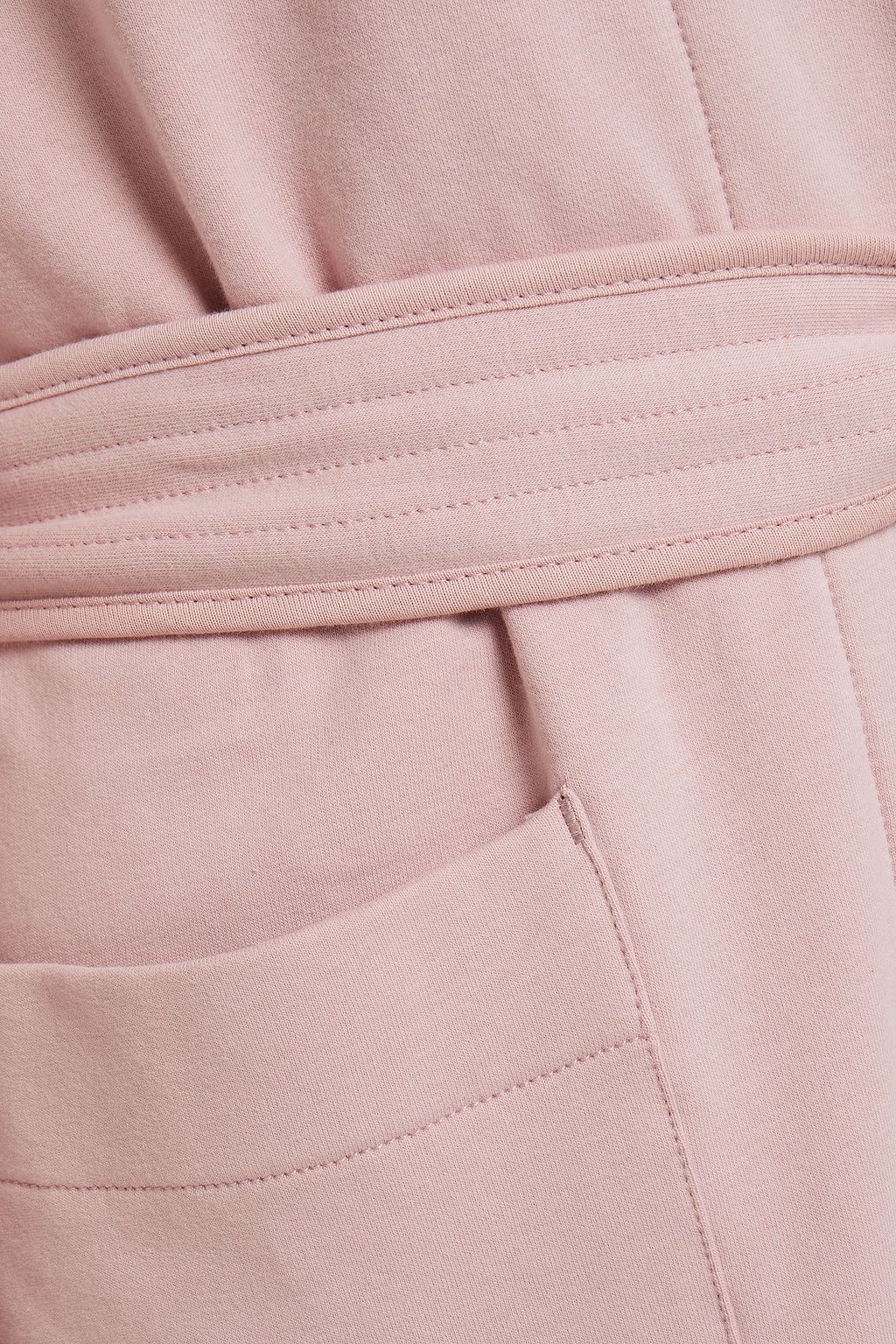 NINETY PERCENT Belted organic cotton-fleece hooded robe